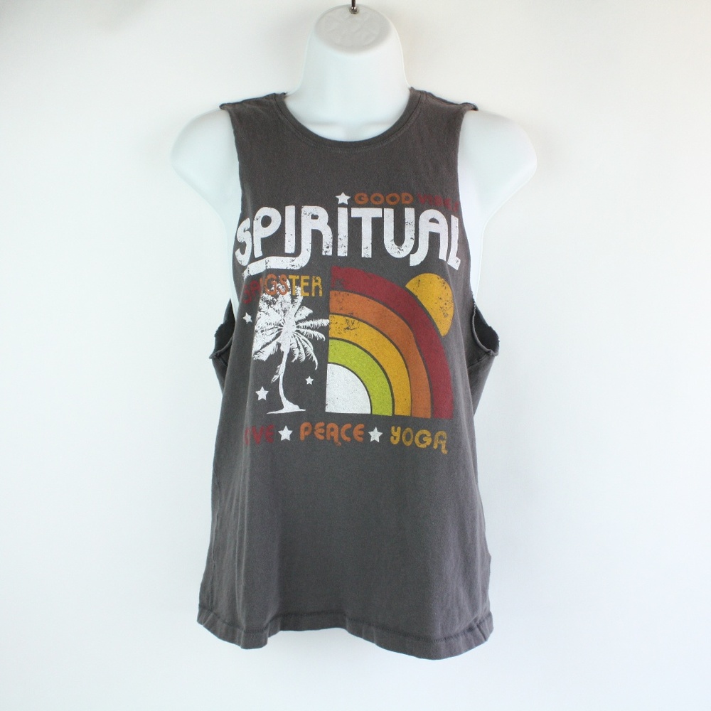 Spiritual Gangster Gray Tank XS Good Vibes